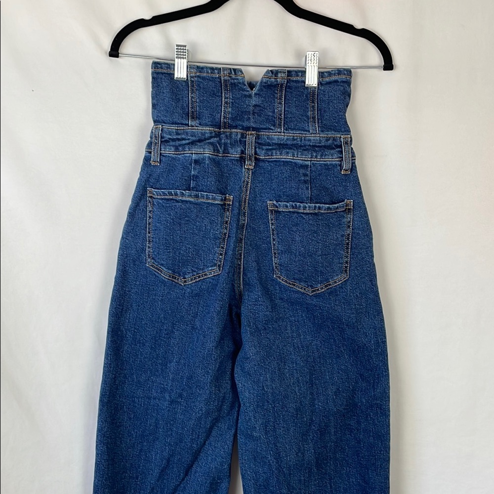 Forever 21 Ultra High-Waisted Wide Leg Blue Jeans with Button Front - Size 25 - Picture 9 of 13